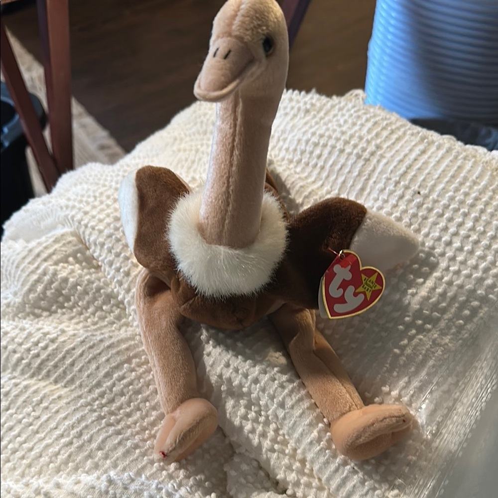 Ty Beanie Babies Brown and Cream Ostrich Plush